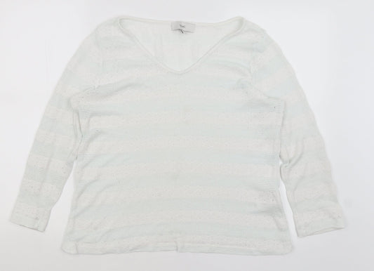 NEXT Womens White Striped  Pullover Jumper Size 14