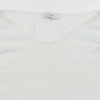 Next Womens White Striped  Pullover Jumper Size 14