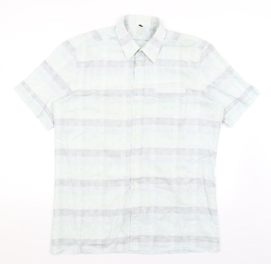Jaques Britt Womens Blue Check  Basic Button-Up Size 16