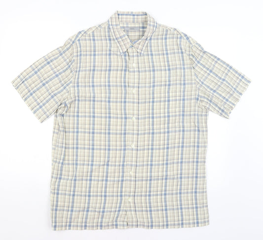 M&S Mens Grey Check   Button-Up Size M
