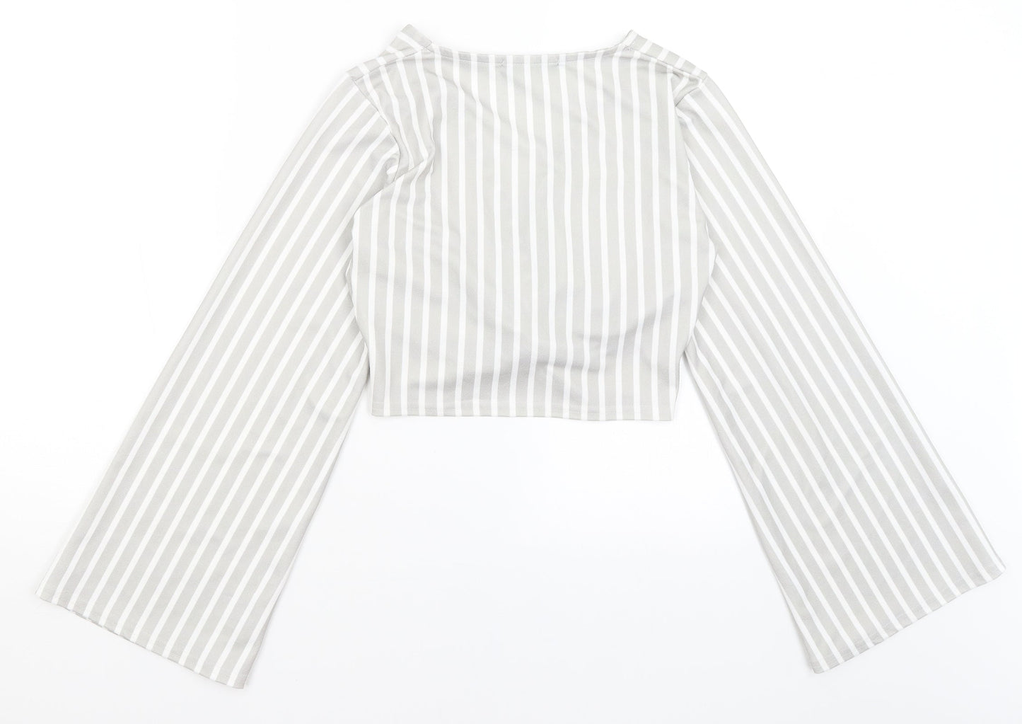 Cameo Rose Womens Grey Striped  Cropped T-Shirt Size S