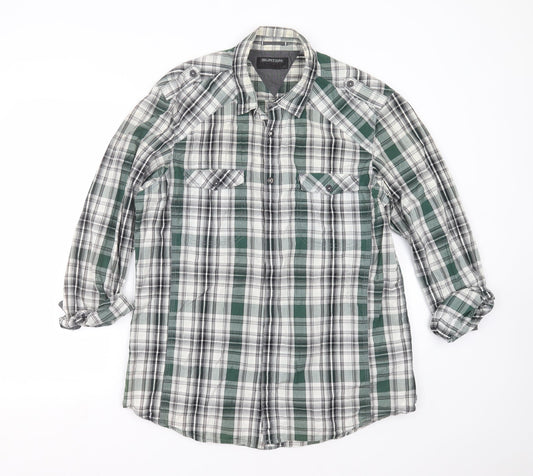 Burton Mens Grey Plaid   Button-Up Size L
