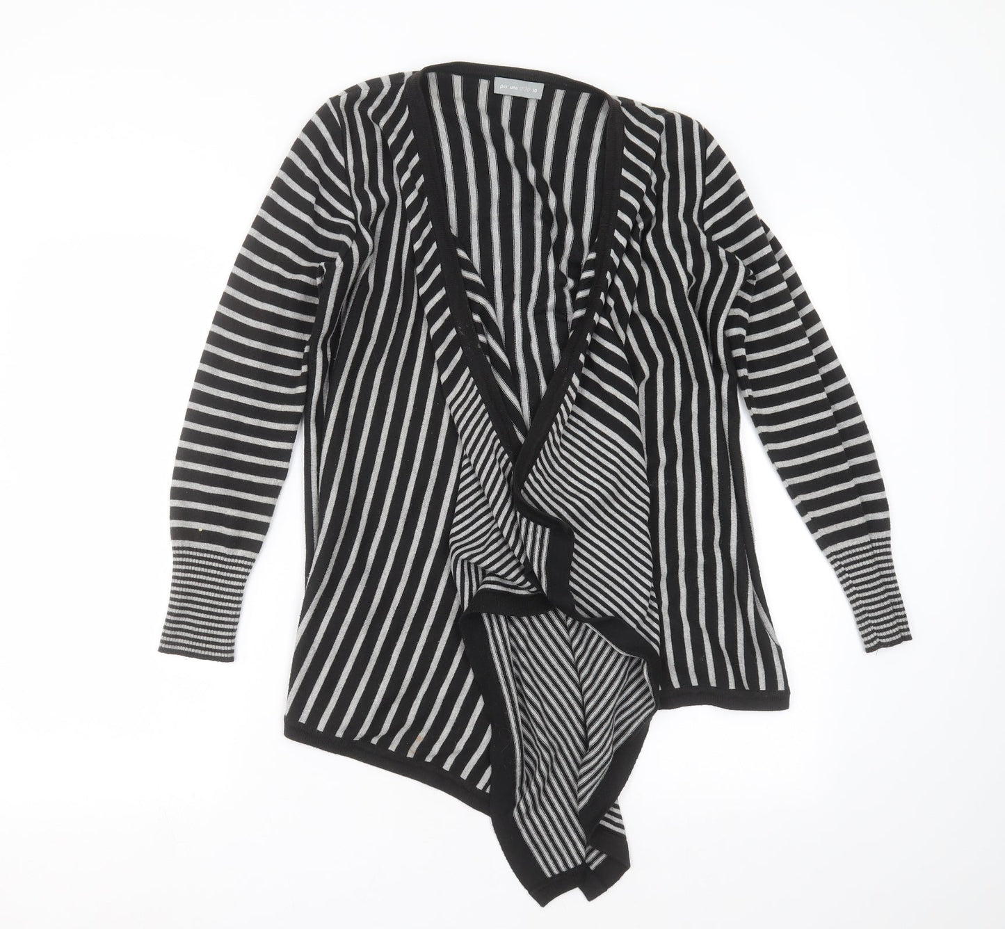 Marks and Spencer Womens Black Striped Knit Cardigan Jumper Size 10