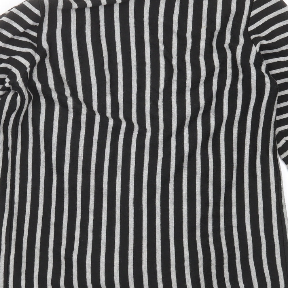 Marks and Spencer Womens Black Striped Knit Cardigan Jumper Size 10