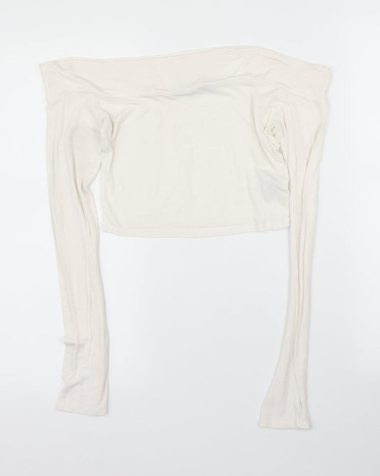 Boohoo Womens White   Cropped Blouse Size 8