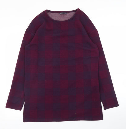 Marks & Spencer Womens Purple Check  Pullover Jumper Size 10