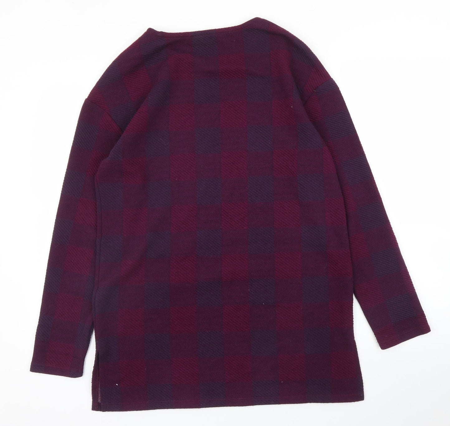 M&S Womens Purple Check  Pullover Jumper Size 10