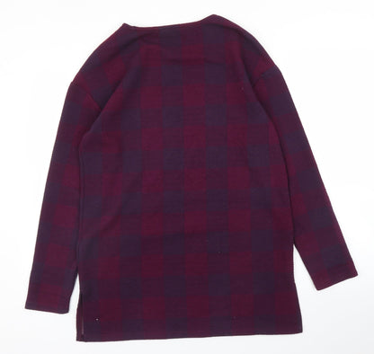 Marks & Spencer Womens Purple Check  Pullover Jumper Size 10