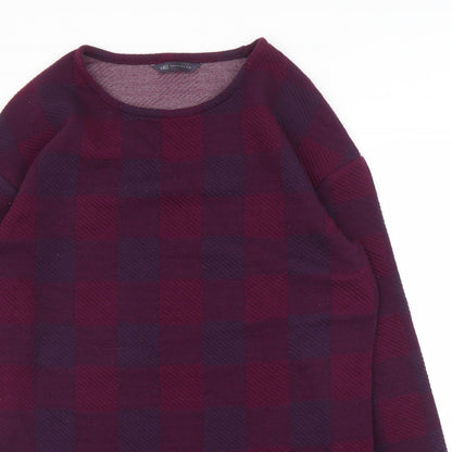 Marks & Spencer Womens Purple Check  Pullover Jumper Size 10