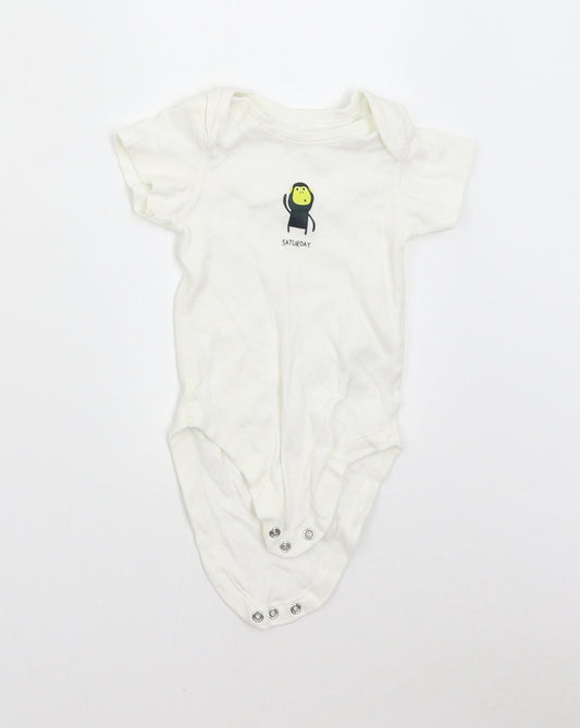 M&S Baby White   Babygrow One-Piece Size 6-9 Months  - Saturday