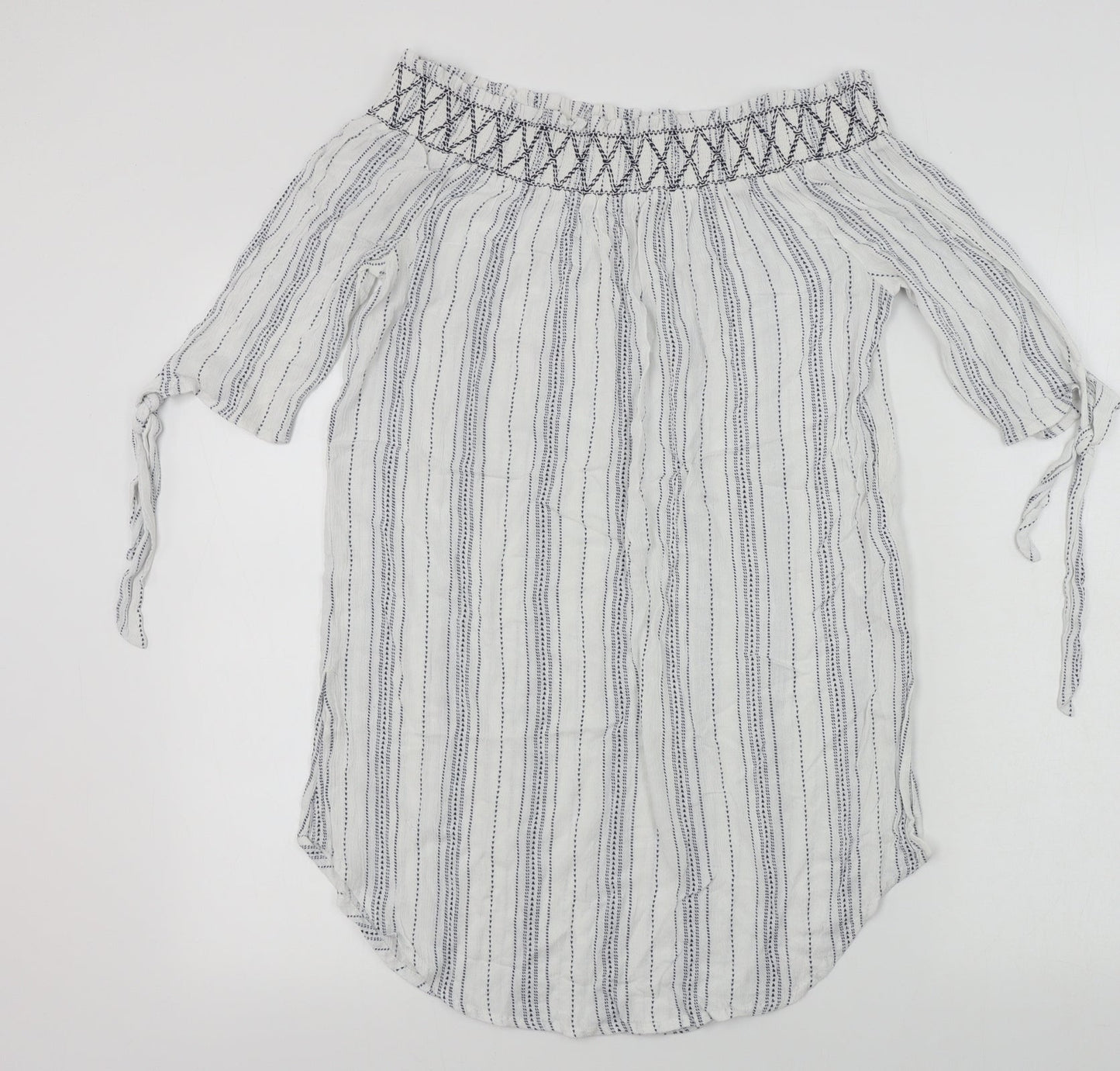 New Look  Womens White Striped  Basic Blouse Size M