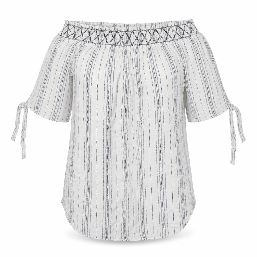 New Look  Womens White Striped  Basic Blouse Size M