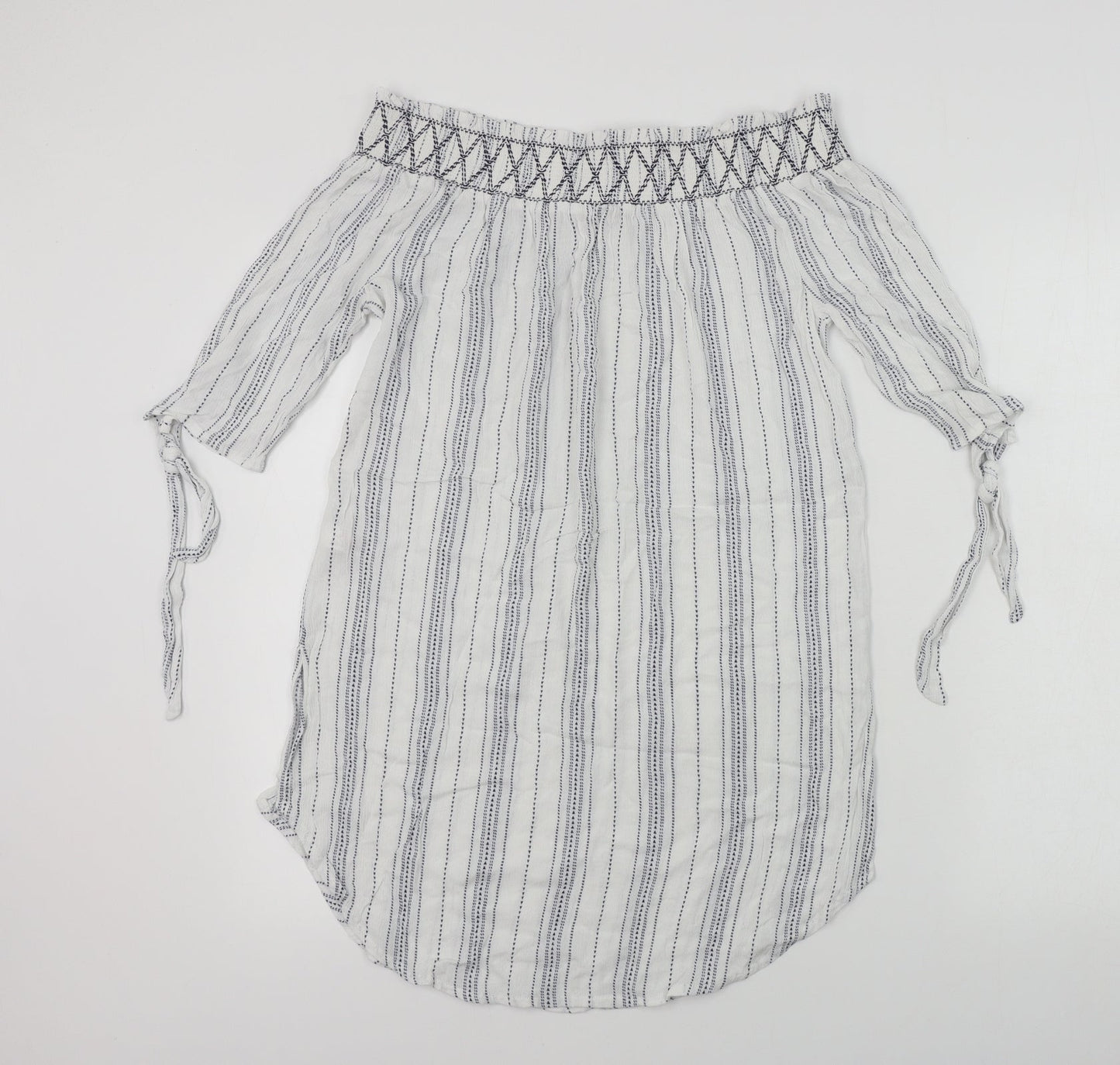 New Look  Womens White Striped  Basic Blouse Size M