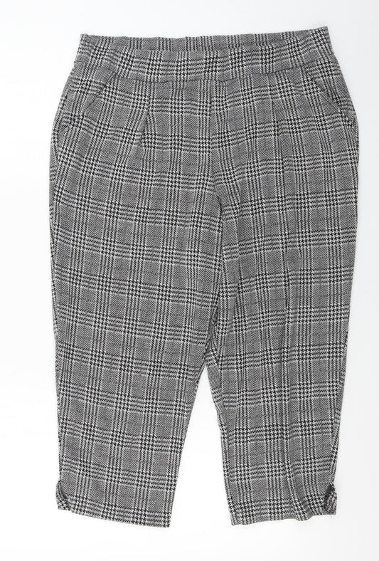 Image Womens Grey Check  Cropped Trousers Size 32 in