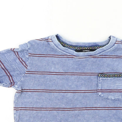 George  Girls Grey Striped  Basic T-Shirt Size 3-4 Years