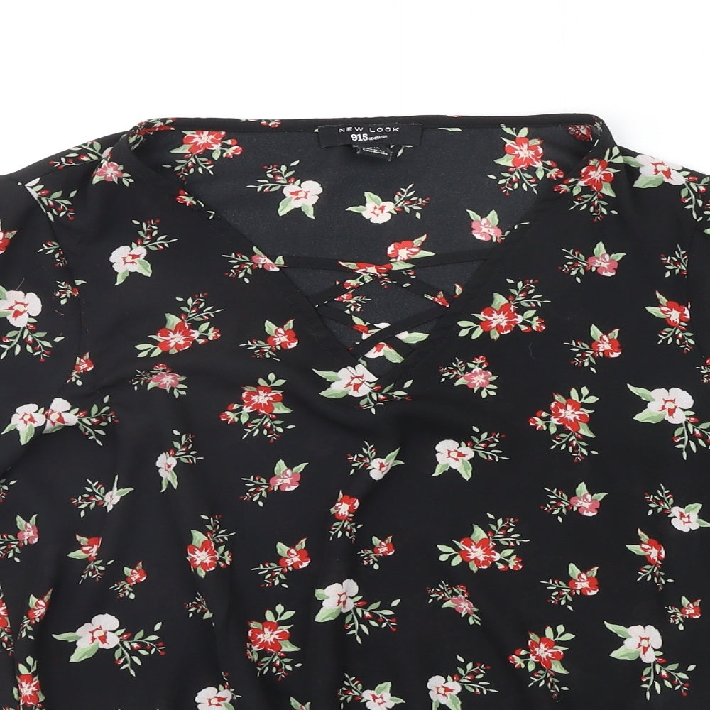 New Look Girls Black Floral  Basic Blouse Size 14 Years