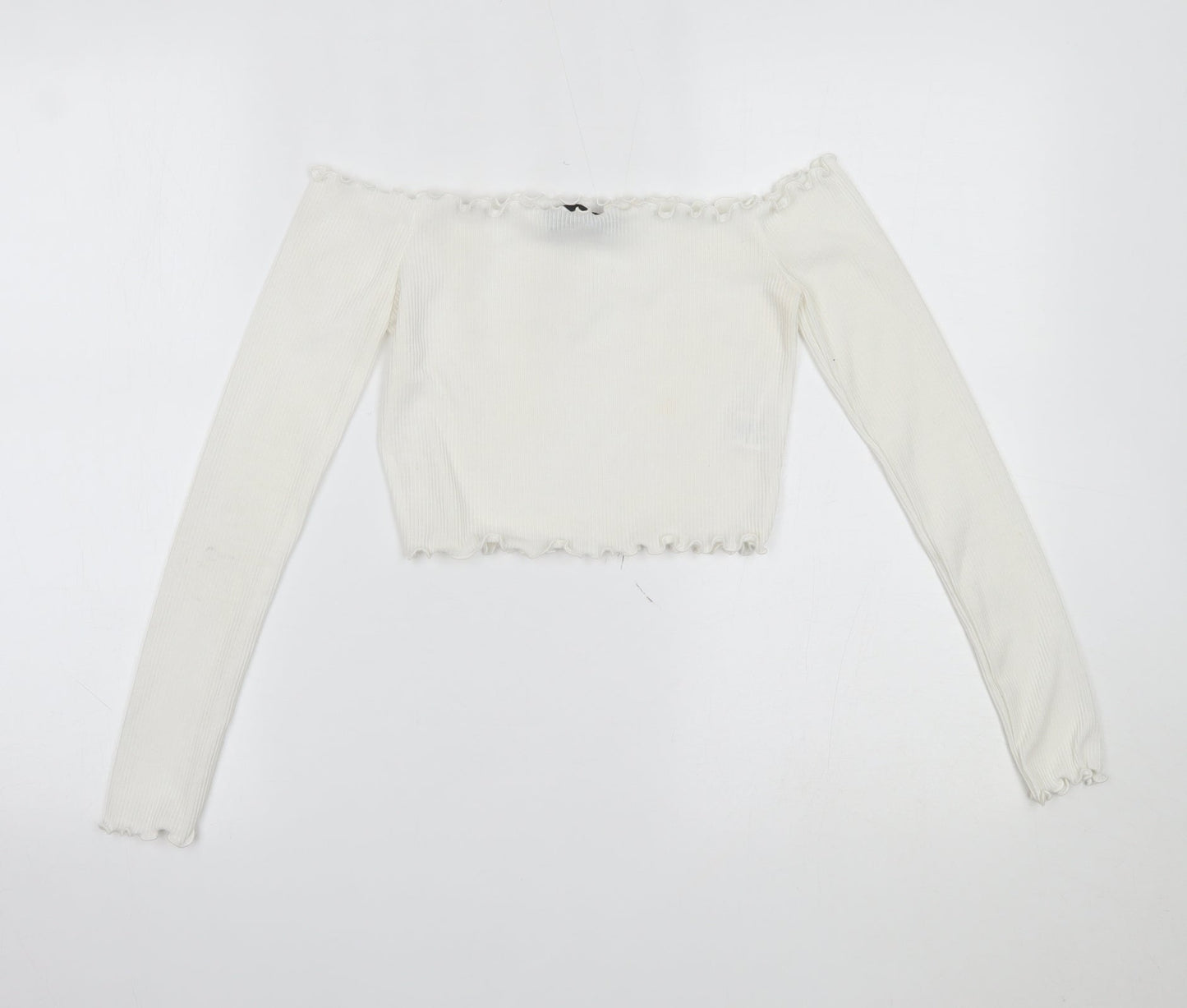 PRETTYLITTLETHING Womens White   Cropped Blouse Size 6
