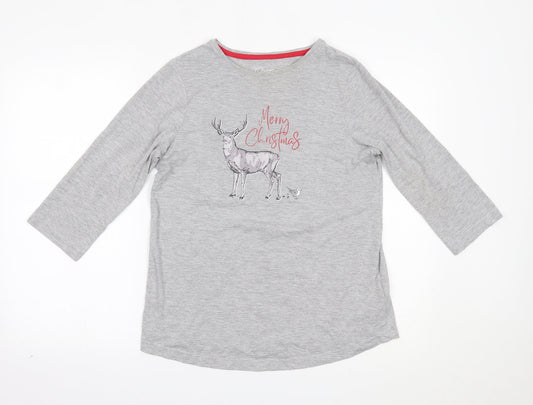 Pretty Secrets Womens Grey Solid  Top Pyjama Top Size 10  - christmas
