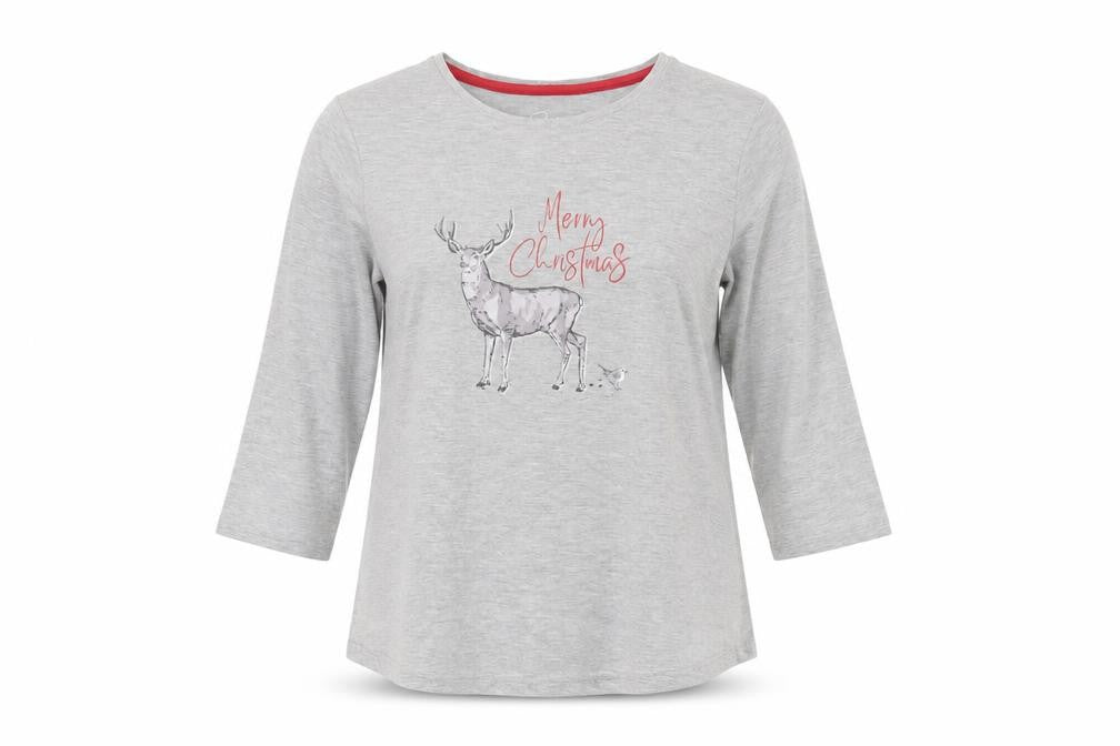 Pretty Secrets Womens Grey Solid  Top Pyjama Top Size 10  - christmas