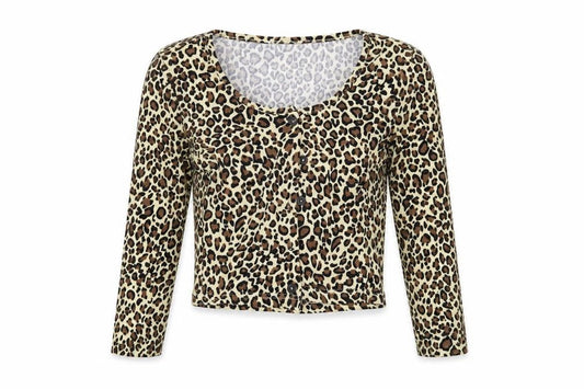 SHEIN Womens Brown Animal Print  Cardigan Jumper Size XS