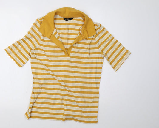 F&F Womens Yellow Striped  Pullover Sweatshirt Size 12