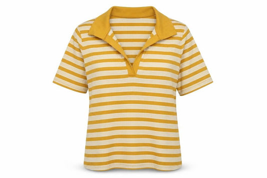 F&F Womens Yellow Striped  Pullover Sweatshirt Size 12
