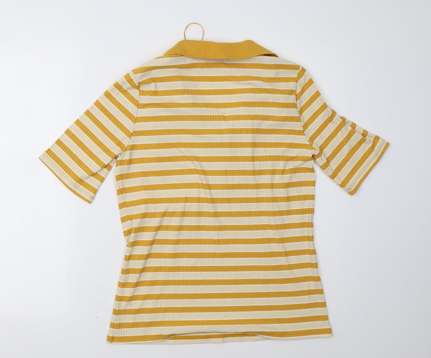 F&F Womens Yellow Striped  Pullover Sweatshirt Size 12
