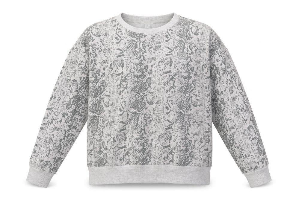 90 Degree Womens Grey Animal Print  Pullover Sweatshirt Size M