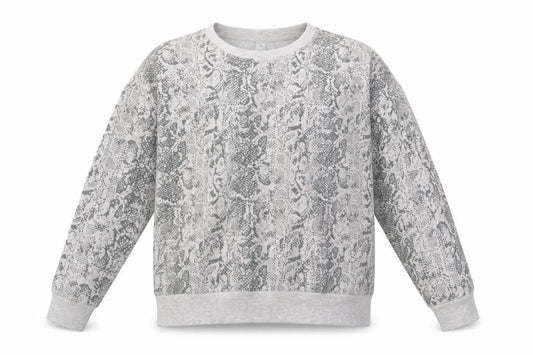90 Degree Womens Grey Animal Print  Pullover Sweatshirt Size M