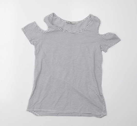 Sainsburys Womens Blue Striped  Basic T-Shirt Size 8