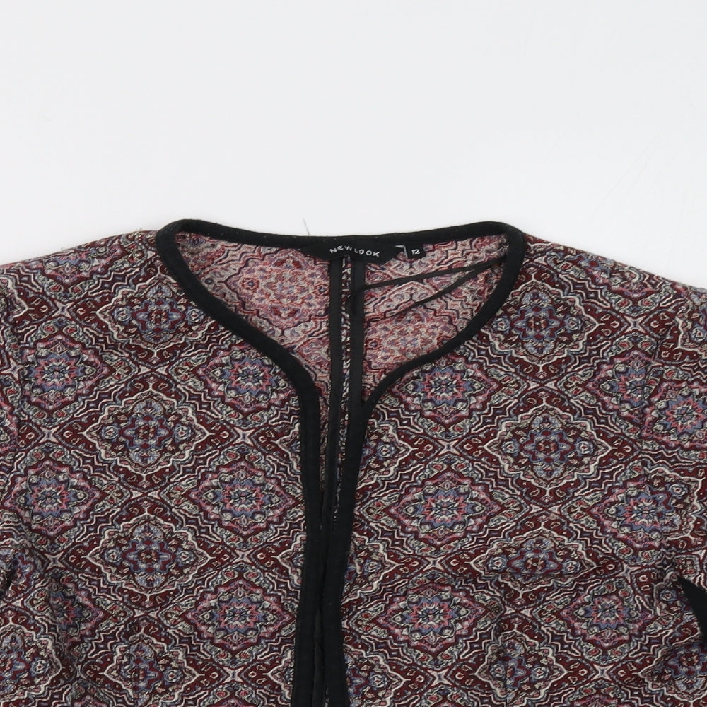 New Look Womens Red Paisley  Jacket Blazer Size 12