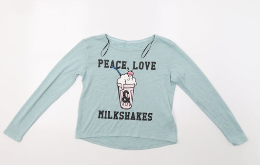 Preworn Womens Green   Pullover Jumper Size S  - Peace, Love