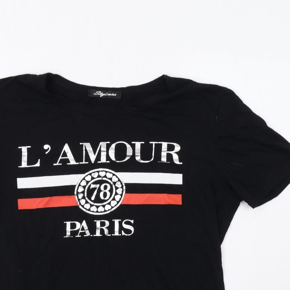 Stylewise Womens Black   Basic Polo Size M  - Paris