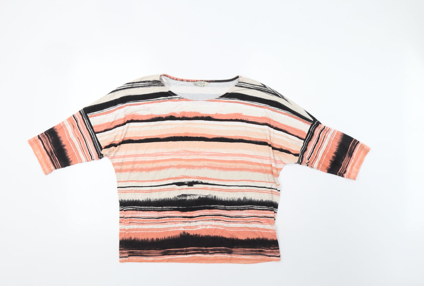 M&Co Womens Pink Striped  Basic Blouse Size 16