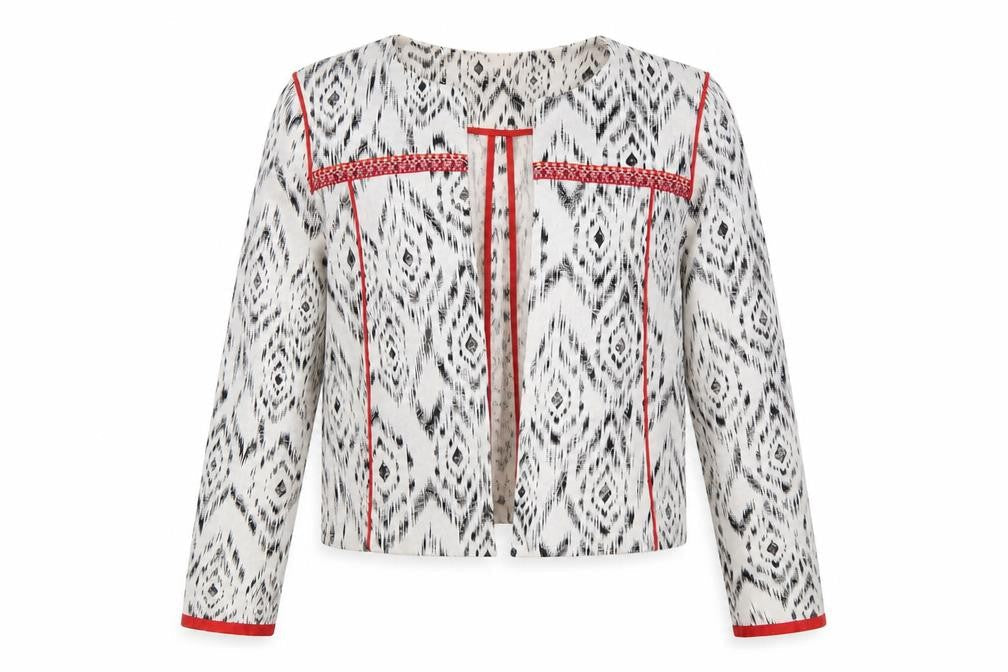 Primark Womens White Geometric  Jacket Blazer Size 8