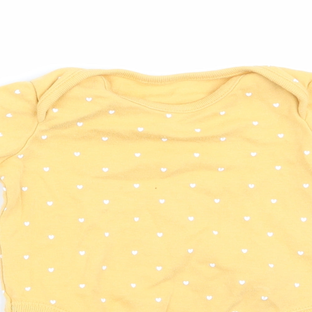 F&F Girls Yellow   Romper One-Piece Size 0-3 Months  - Heart Print