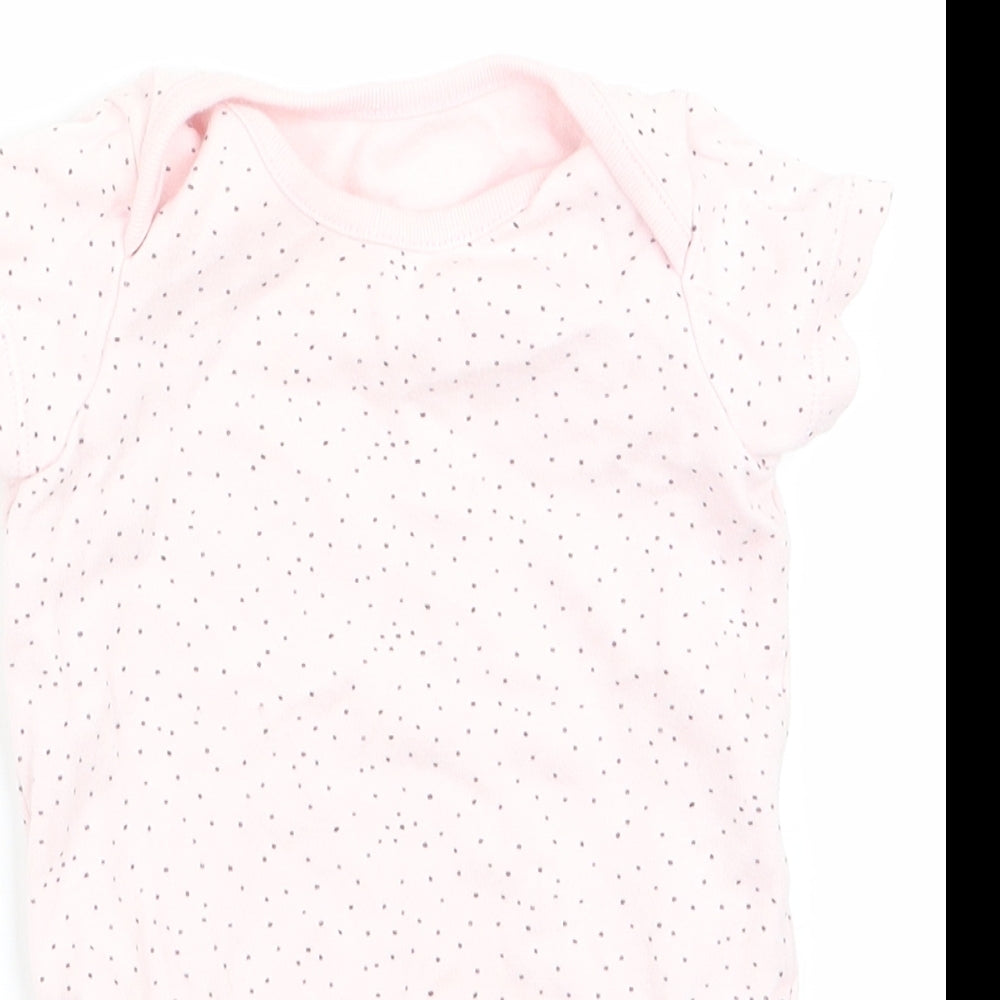 F&F Girls Pink Polka Dot  Romper One-Piece Size 0-3 Months