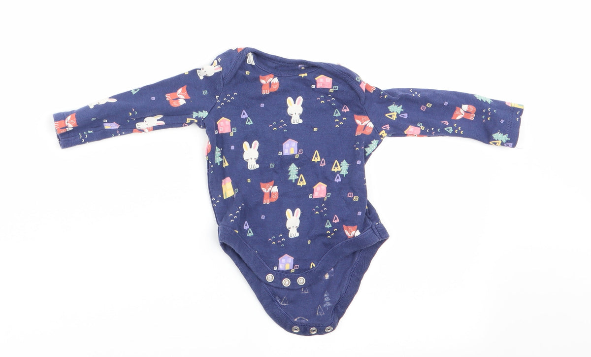 F&F Girls Blue Animal Print  Romper One-Piece Size 0-3 Months  - Rabbit Print