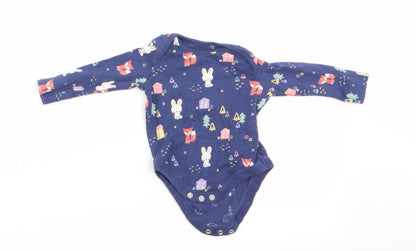 F&F Girls Blue Animal Print  Romper One-Piece Size 0-3 Months  - Rabbit Print
