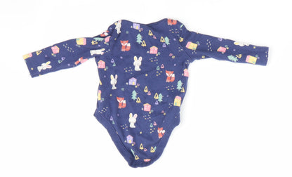 F&F Girls Blue Animal Print  Romper One-Piece Size 0-3 Months  - Rabbit Print