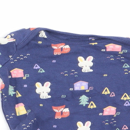 F&F Girls Blue Animal Print  Romper One-Piece Size 0-3 Months  - Rabbit Print
