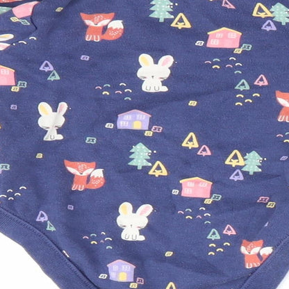 F&F Girls Blue Animal Print  Romper One-Piece Size 0-3 Months  - Rabbit Print