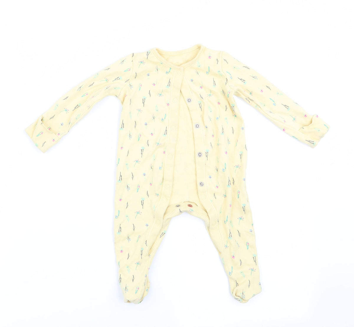 F&F Girls Yellow Floral  Babygrow One-Piece Size 3-6 Months