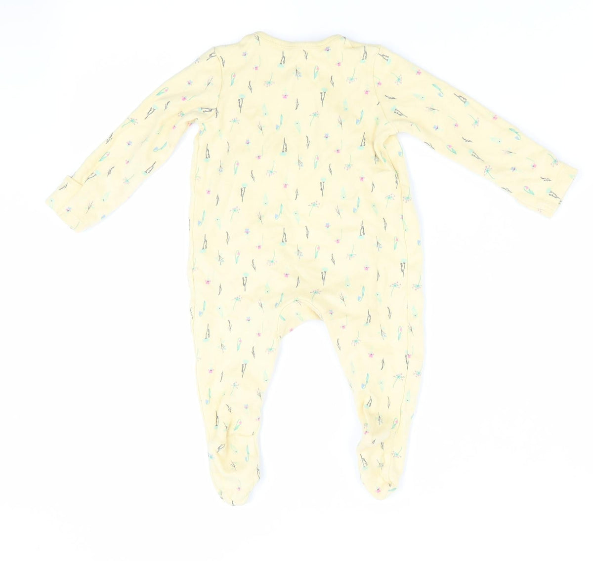 F&F Girls Yellow Floral  Babygrow One-Piece Size 3-6 Months