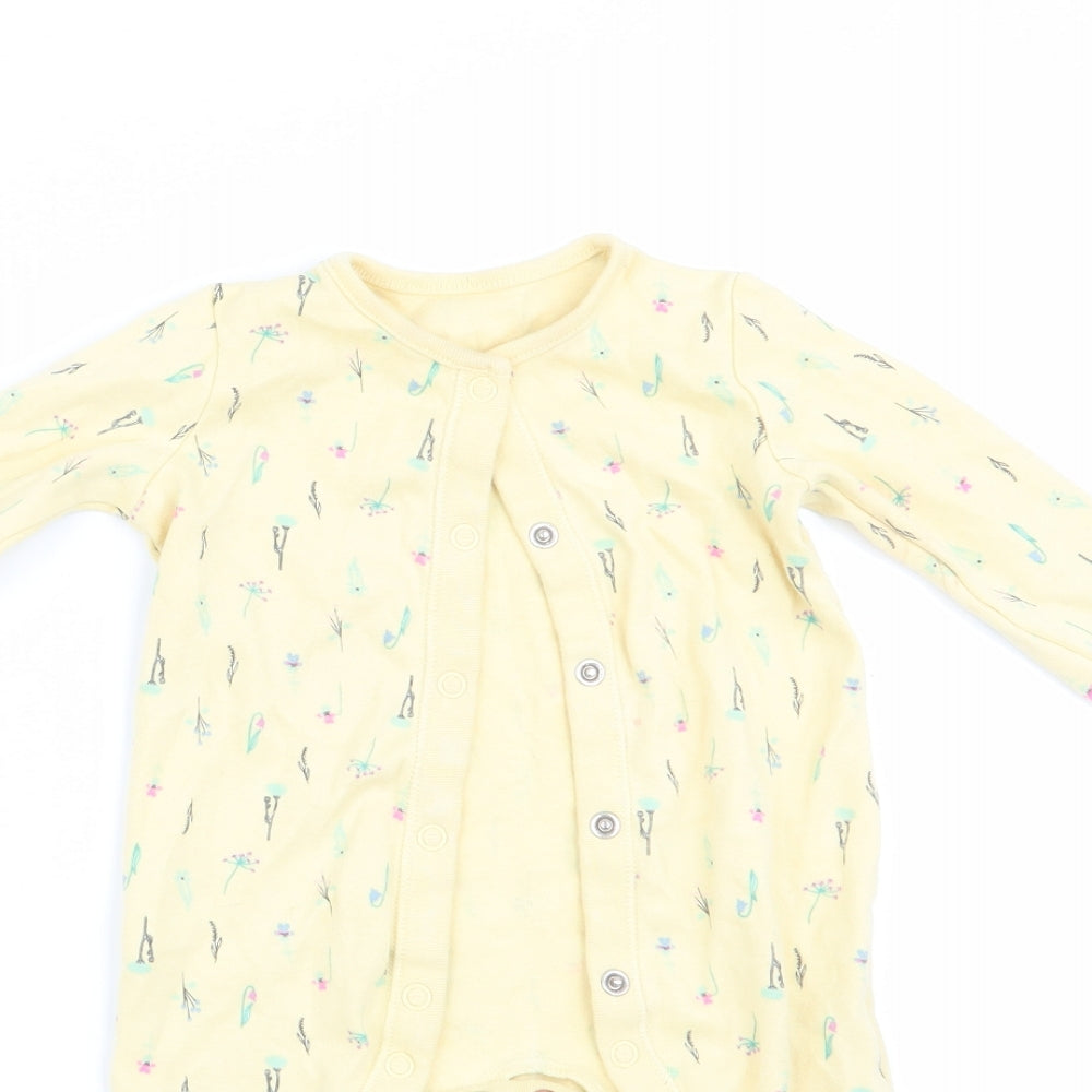 F&F Girls Yellow Floral  Babygrow One-Piece Size 3-6 Months