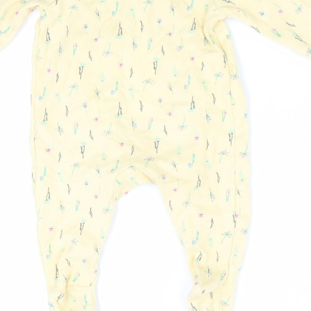 F&F Girls Yellow Floral  Babygrow One-Piece Size 3-6 Months