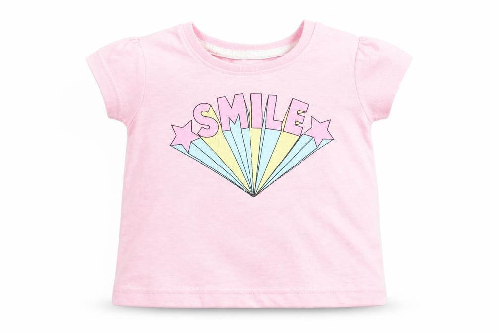 Primark Girls Pink   Basic T-Shirt Size 0-3 Months  - Smile