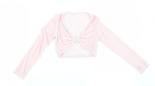 Minella Girls Pink  Velvet Basic Blouse Size 4-5 Years  - Ruched Front