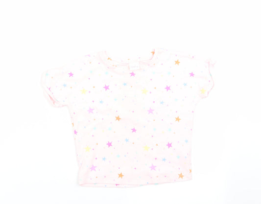 NEXT Girls Pink   Basic T-Shirt Size 9-12 Months  - star print