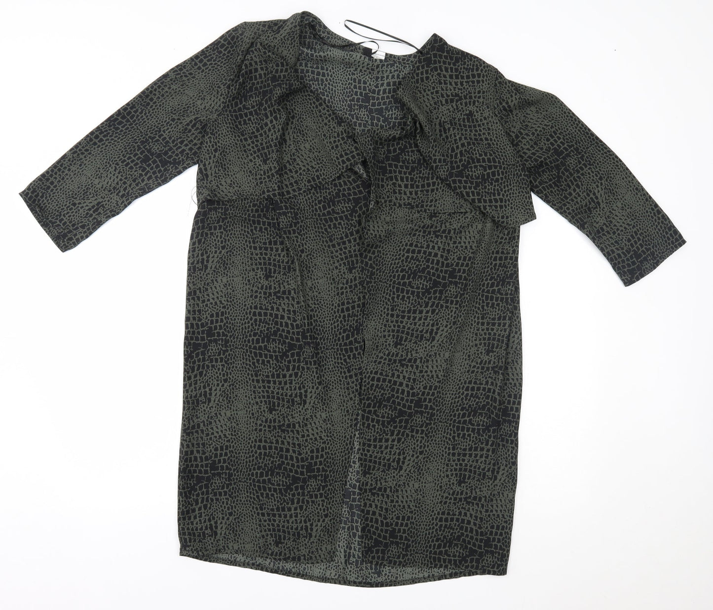 H&M Womens Green Animal Print  Wrap Blouse Size 8
